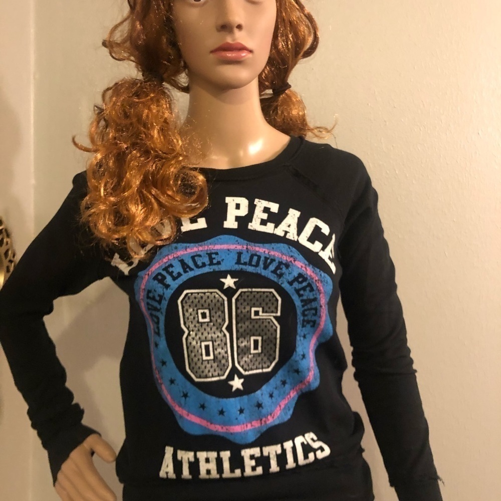 BLACK Lightweight sweatshirt love peace athletics